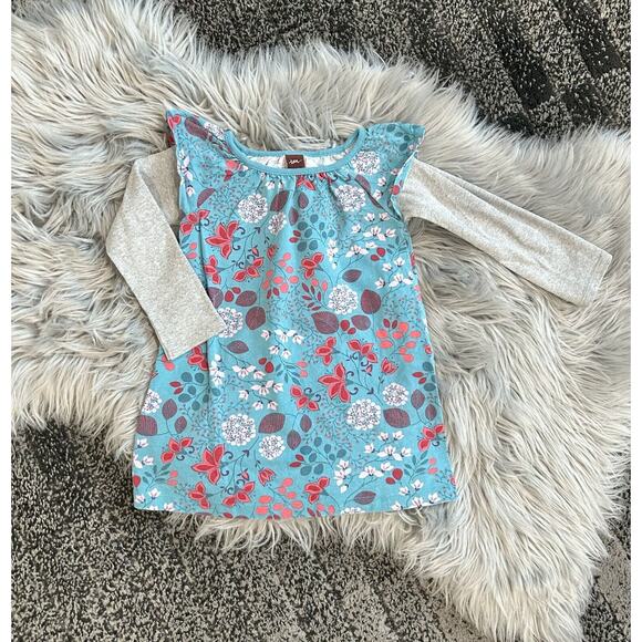 Tea Collection Sz‎ 2 China Teal Botanical Layer Dress - Picture 1 of 2